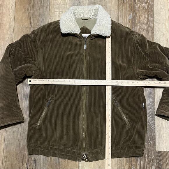 VTG IZZI Brown Corduroy Sherpa Lined Barn Coat Jacket Size Small Work Rugged - Picture 9 of 9